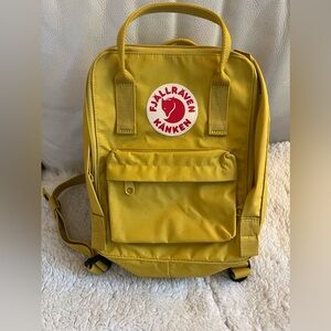 Fjall Raven Kanken Mini Backpack Mustard Yellow with Tote Straps